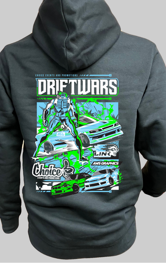 Kids Drift Wars Hoodie (Green and Blue)