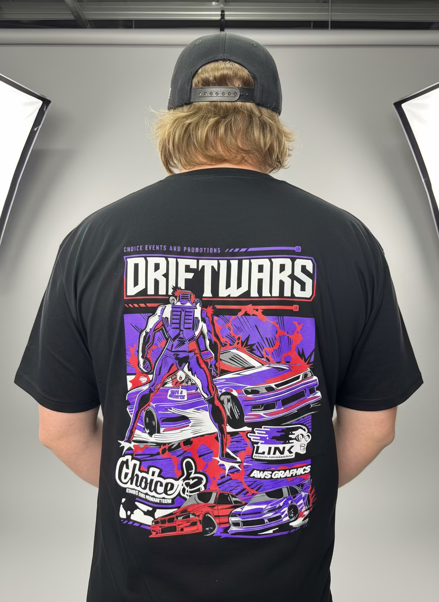 Drift Wars Adult Tshirt (purple and red)